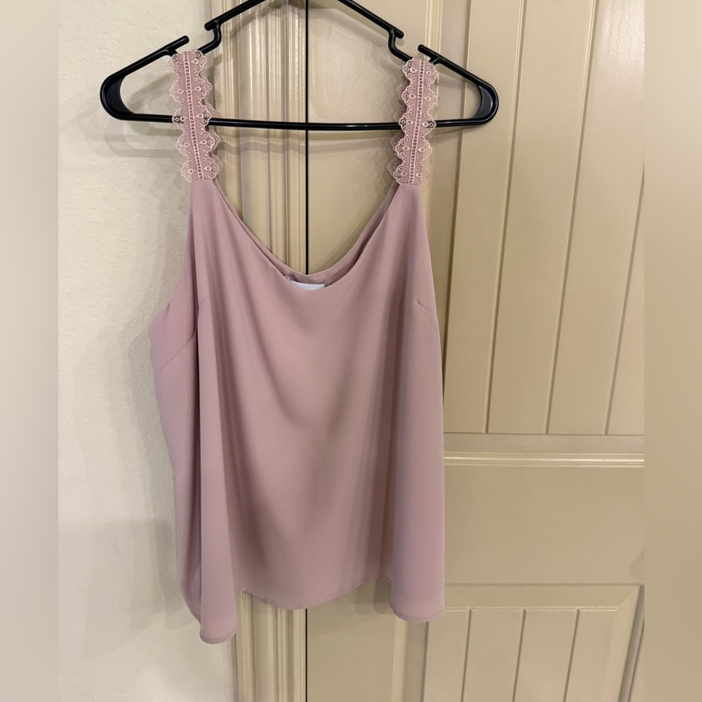 Nordstrom Rack Blush Pink Adobe Eyelet Trim double layer Blouse size large